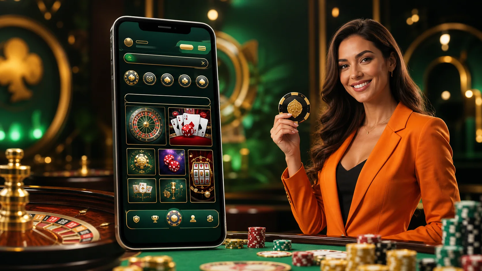 Spininio en el móvil con juegos y fichas de casino